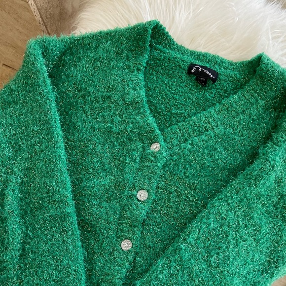 Green Eyelash Cardigan Sweater - Picture 2 of 10